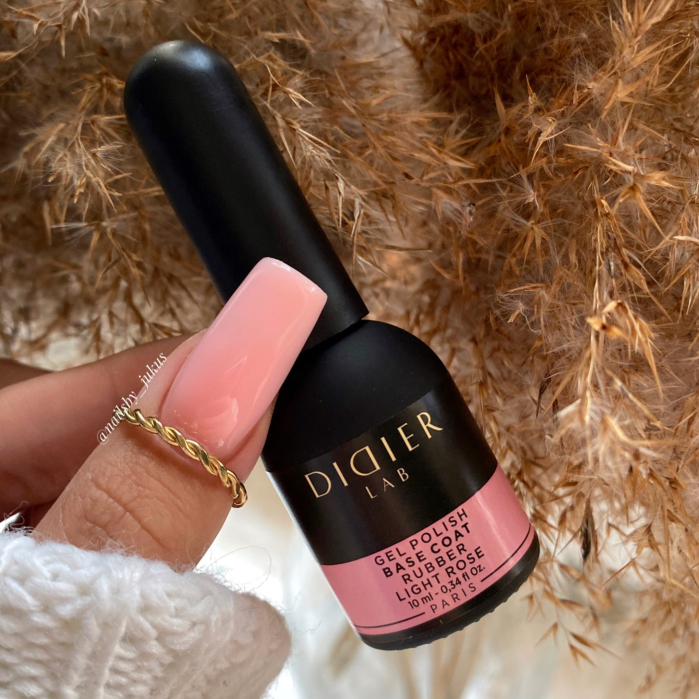 Didier Lab Gel Polish Rubber Base Coat in Light Rose 10ml