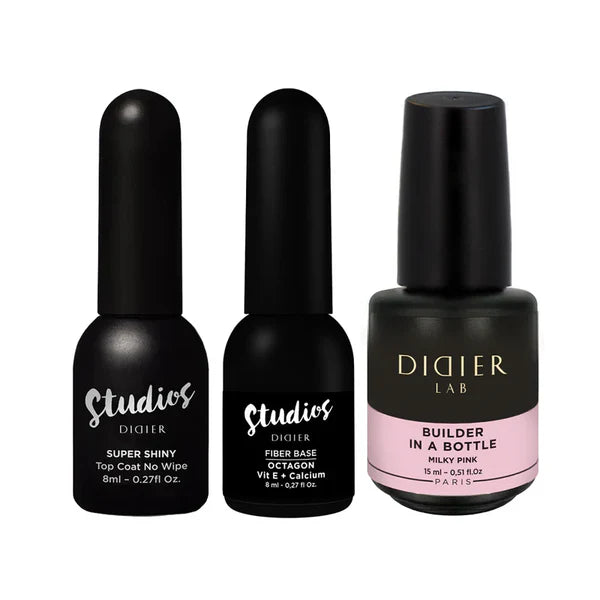 Bestseller Set: Builder Gel in Bottle + Top Coat Super Shiny + Fiber Base Octagon