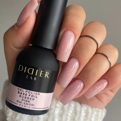 Didier Lab Gel Polish Rubber Base Coat in Foil Pink 10ml (TPO Free)