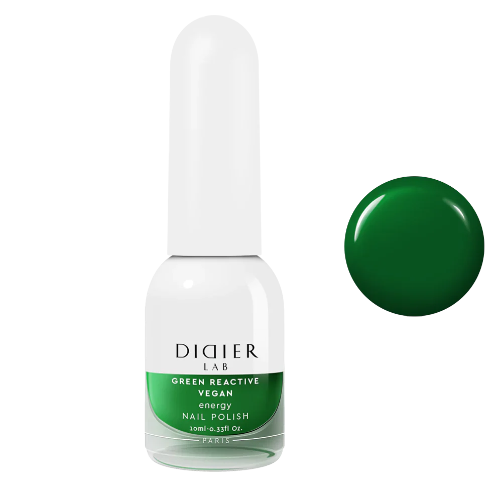 Green Reactive Vegan Nail Polish, Didier Lab, Energy, 10 ml
