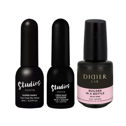 Bestseller Set: Builder Gel in Bottle + Top Coat Super Shiny + Fiber Base Octagon
